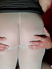 BBW Big Ass in Mini Skirt and White Pantyhose